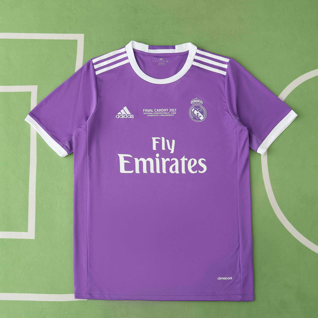 Real Madrid CF Away Retro Fan Version 2016/17 – Purple & White Adidas UCL Season Football Jersey | Ronaldo #7 Edition
