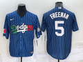 Men's Los Angeles Dodgers Freddie Freeman #5 Blue Authentic Game Jerseys