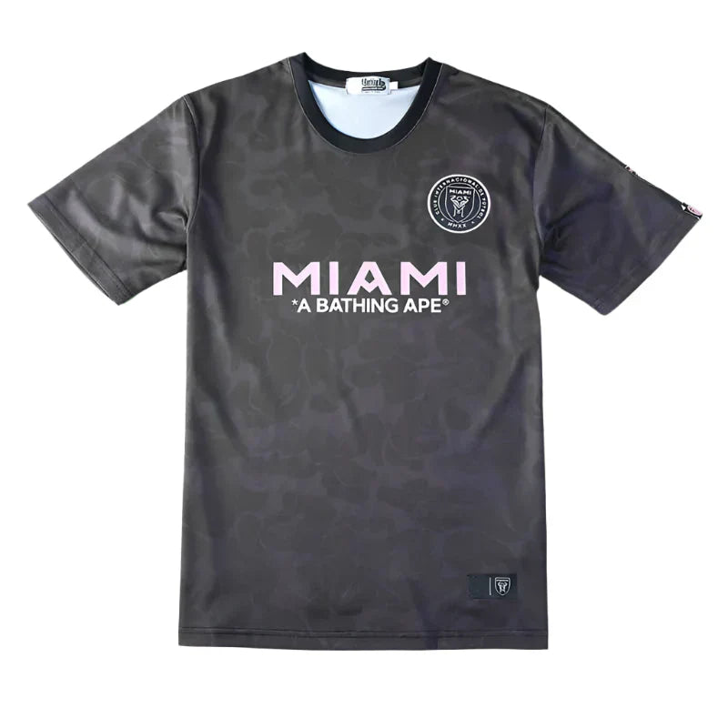 Inter Miami CF x BAPE A Bathing Ape Collaboration Fan Version Jersey 2023/24 – Black Camo Football Shirt