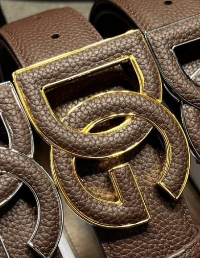 Dolce & Gabbana DG Logo Leather Belt – Gold / Silver / Black Buckle