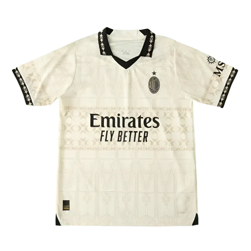 A.C. Milan Fourth Beige Fan Version Soccer Jersey 2023/24 – Custom Name & Patch | Giroud, Pulisic, Leão