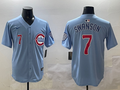 Men's Chicago Cubs Dansby Swanson #7 Baby Blue 2nd Alternate Limited Player Jerseys