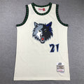 Men's Minnesota Timberwolves Kevin Garnett #21 Cream Hardwood Classics Swingman Jerseys