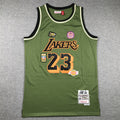 LeBron James #23 Los Angeles Lakers Army Green 2018-19 Mitchell & Ness Hardwood Classics Military Multi-Patch Swingman Jersey