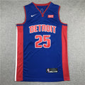 Men's Detroit Pistons Derrick Rose Blue 2021/22 Fast Break Replica Jerseys