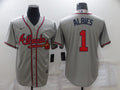 Men's Atlanta Braves Ozzie Albies #1 Gray Replica Player Jerseys