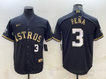 Men's Houston Astros Jeremy Pena #3 Black Replica Authentic Jerseys