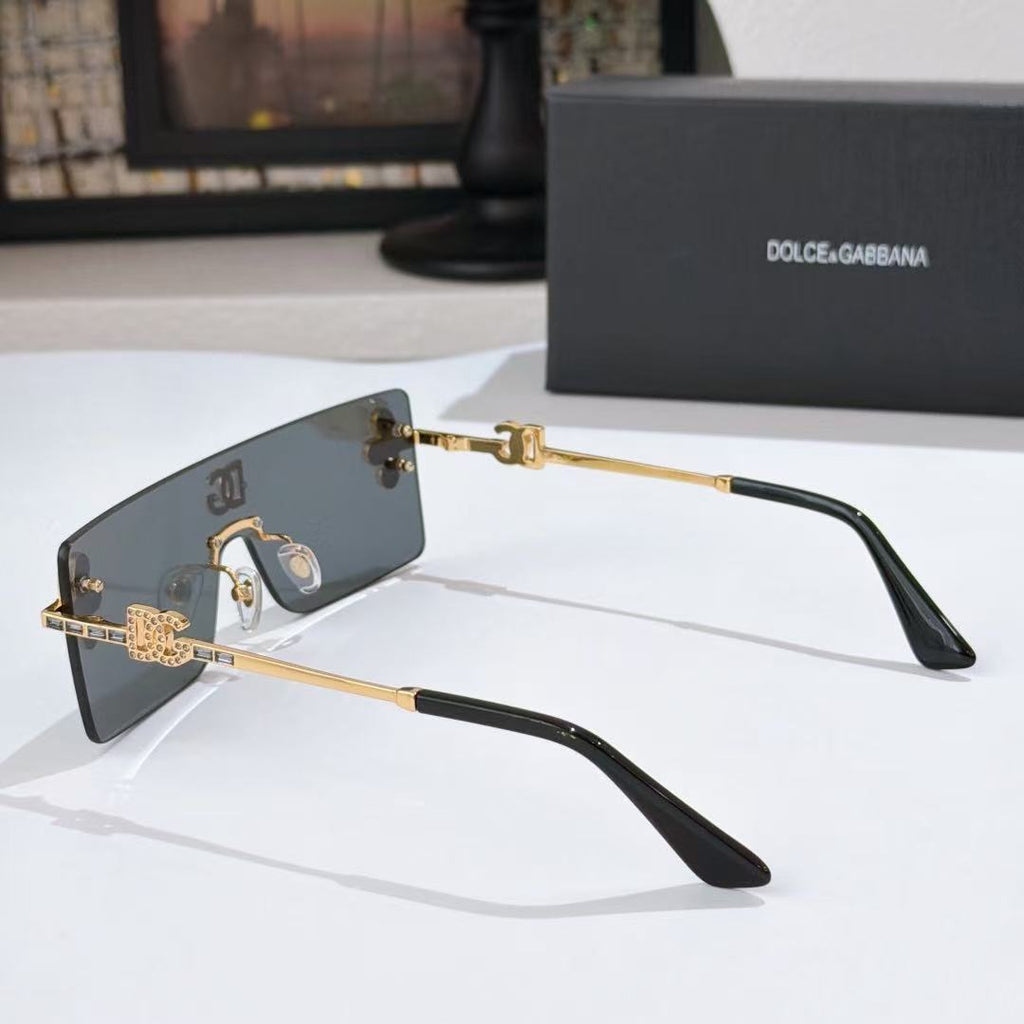 Dolce & Gabbana DG Sunglasses – Oversized Square Frame with Crystal DG Logo | Gold & Black