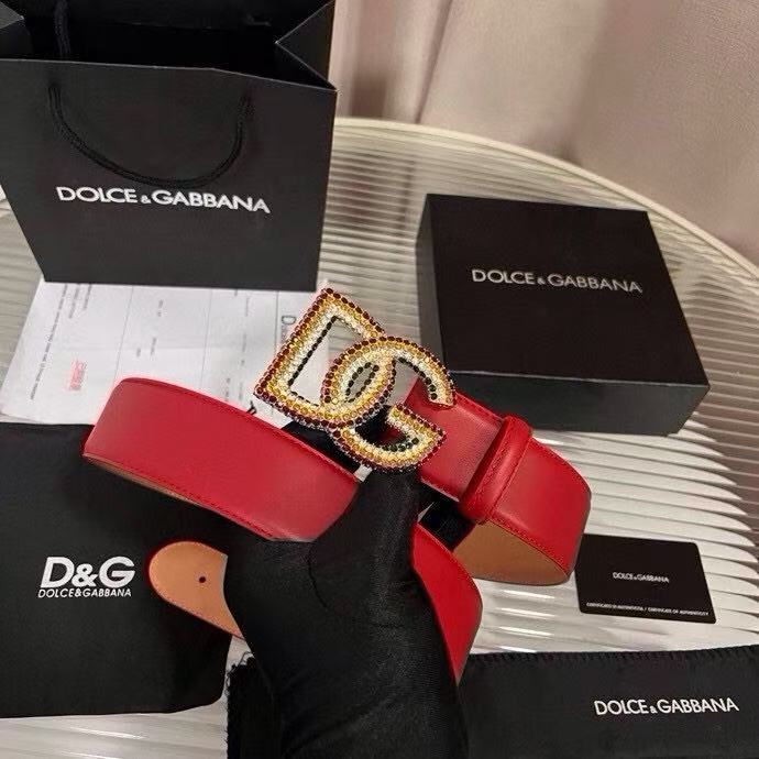 Dolce & Gabbana DG Logo Leather Belt – Gold / Silver / Black Buckl