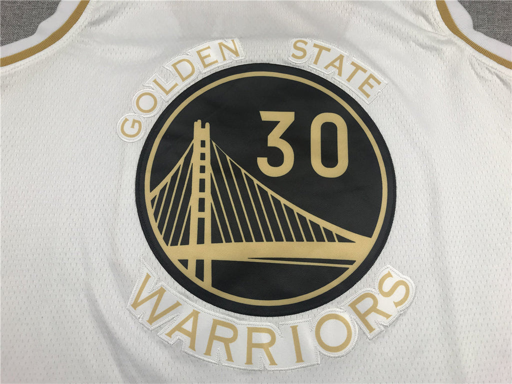 Stephen Curry #30 Golden State Warriors Nike White Golden Edition Black Bay Bridge Badge Limited Swingman Jersey