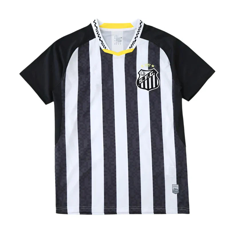 Santos FC Away Fan Version 2025/26 – Umbro Black & White Stripe Football Jersey | Neymar Jr #10