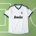 Real Madrid CF Home Retro Fan Version Jersey 2012/13 – White Football Shirt with Navy & Teal Trim