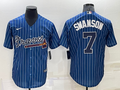 Men's Atlanta Braves Dansby Swanson #7 Blue Replica Player Jerseys