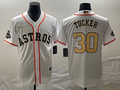 Men's Houston Astros Kyle Tucker #30 White/Gold 2023 Gold Collection Replica Player Jerseys