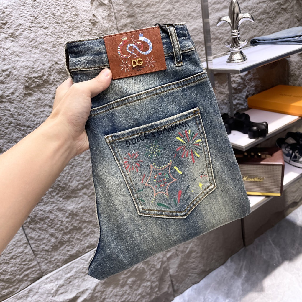 Dolce & Gabbana DG VIBE3 Embroidered Logo Slim Fit Jeans