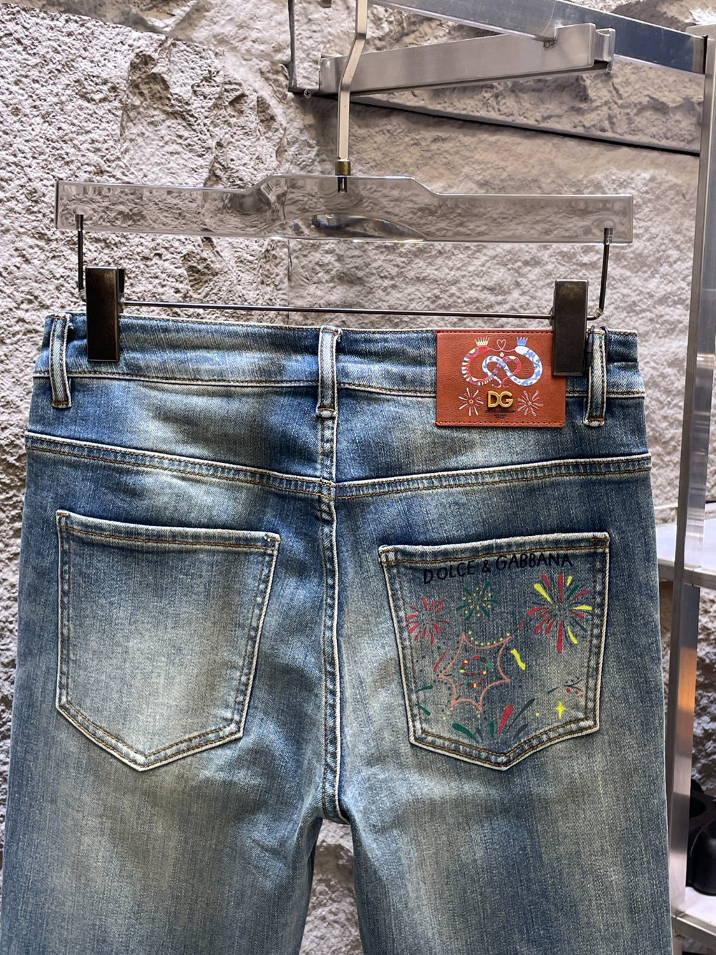 Dolce & Gabbana DG VIBE3 Embroidered Logo Slim Fit Jeans