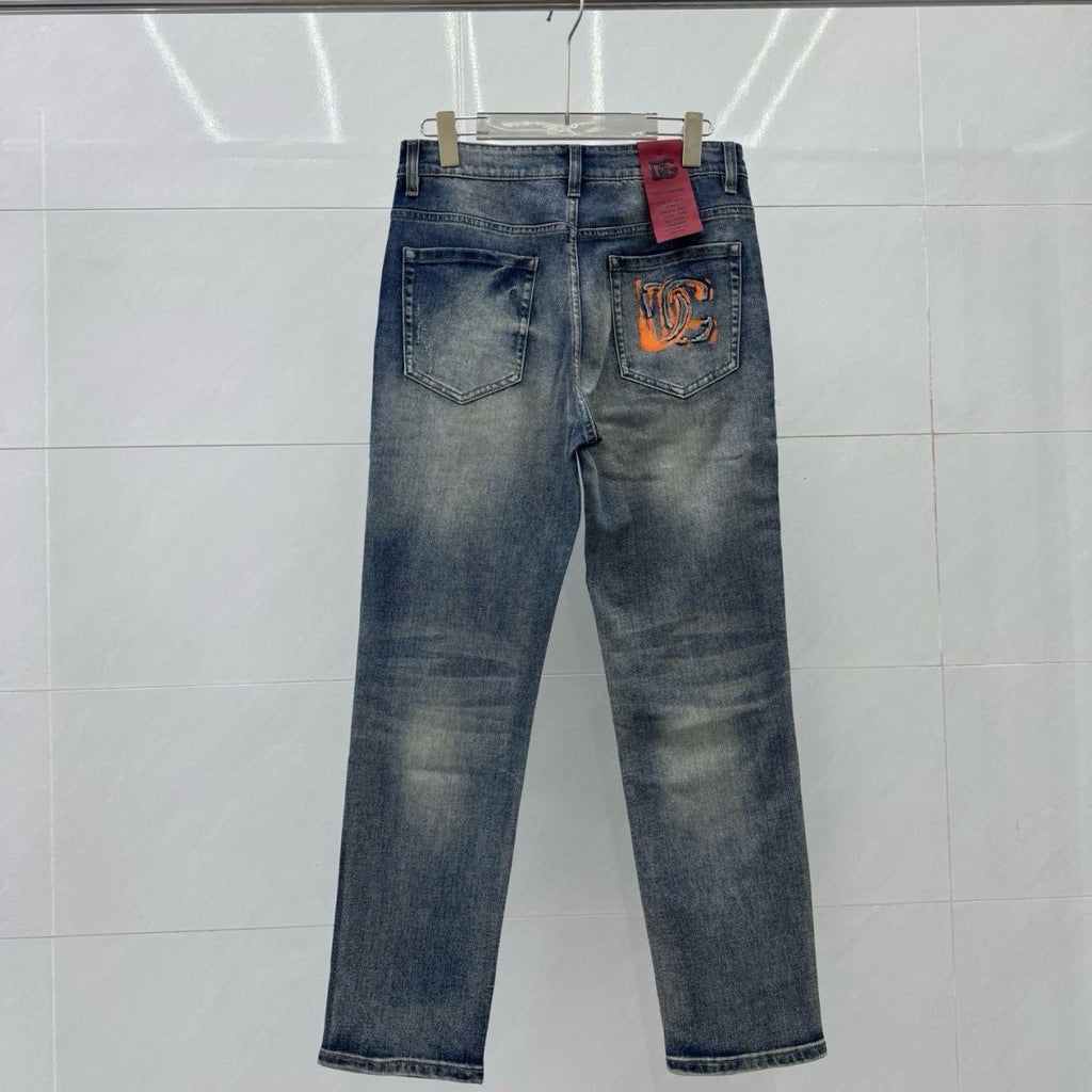 Dolce & Gabbana DG VIBE3 Embroidered Logo Slim Fit Jeans