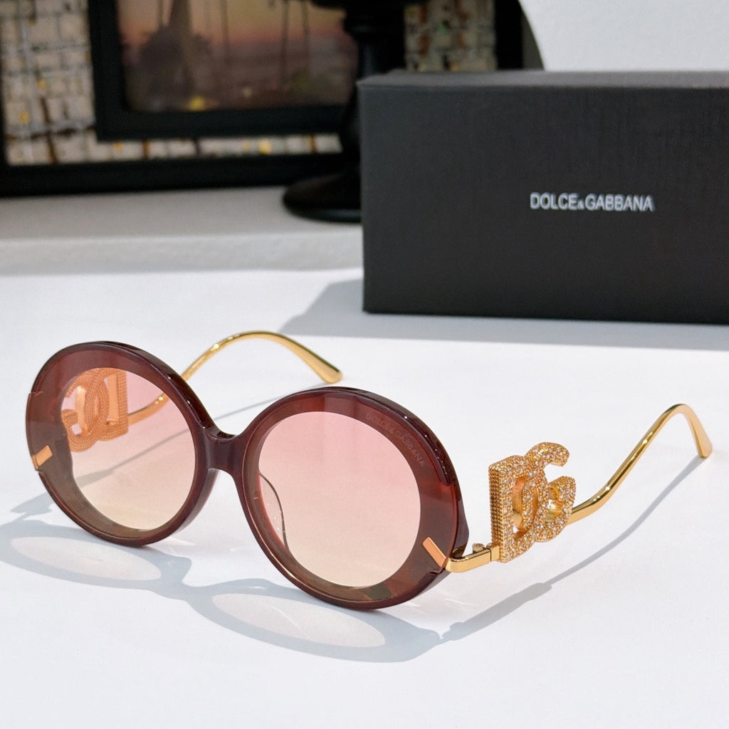 Dolce & Gabbana DG Sunglasses – Oversized Square Frame with Crystal DG Logo