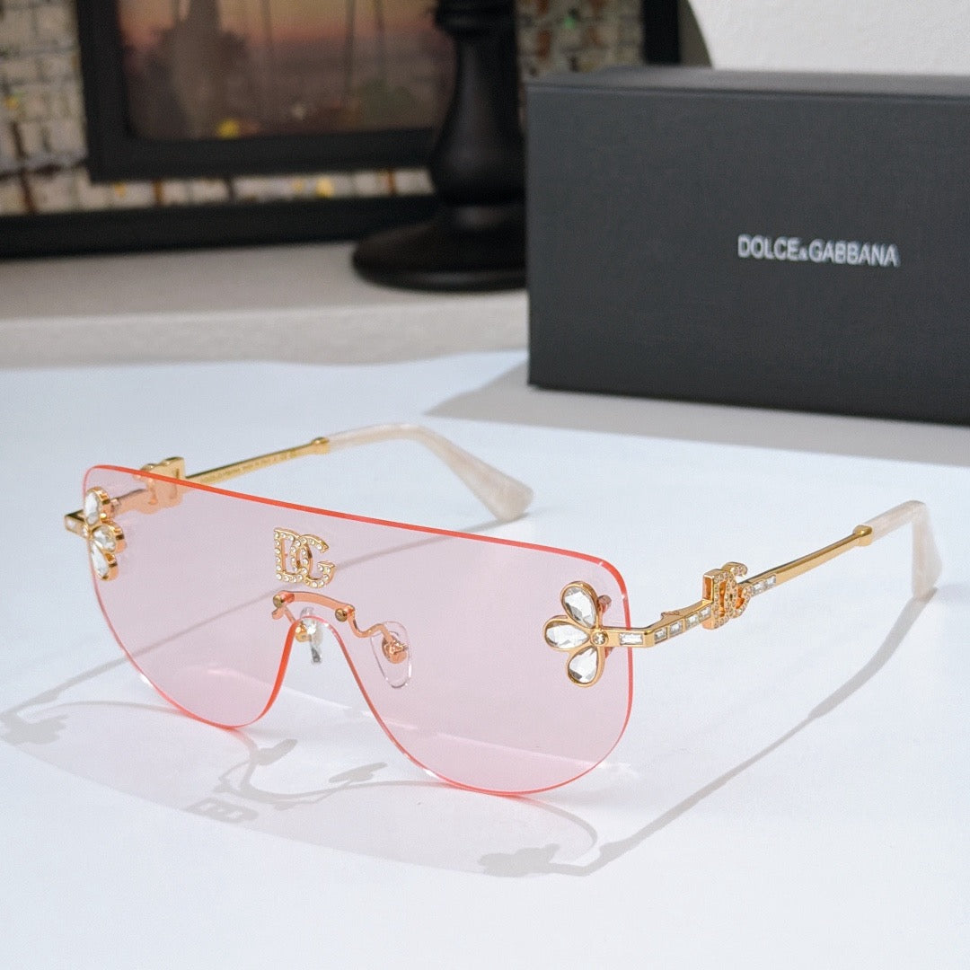 Dolce & Gabbana DG Sunglasses – Oversized Square Frame with Crystal DG Logo | Gold & Black