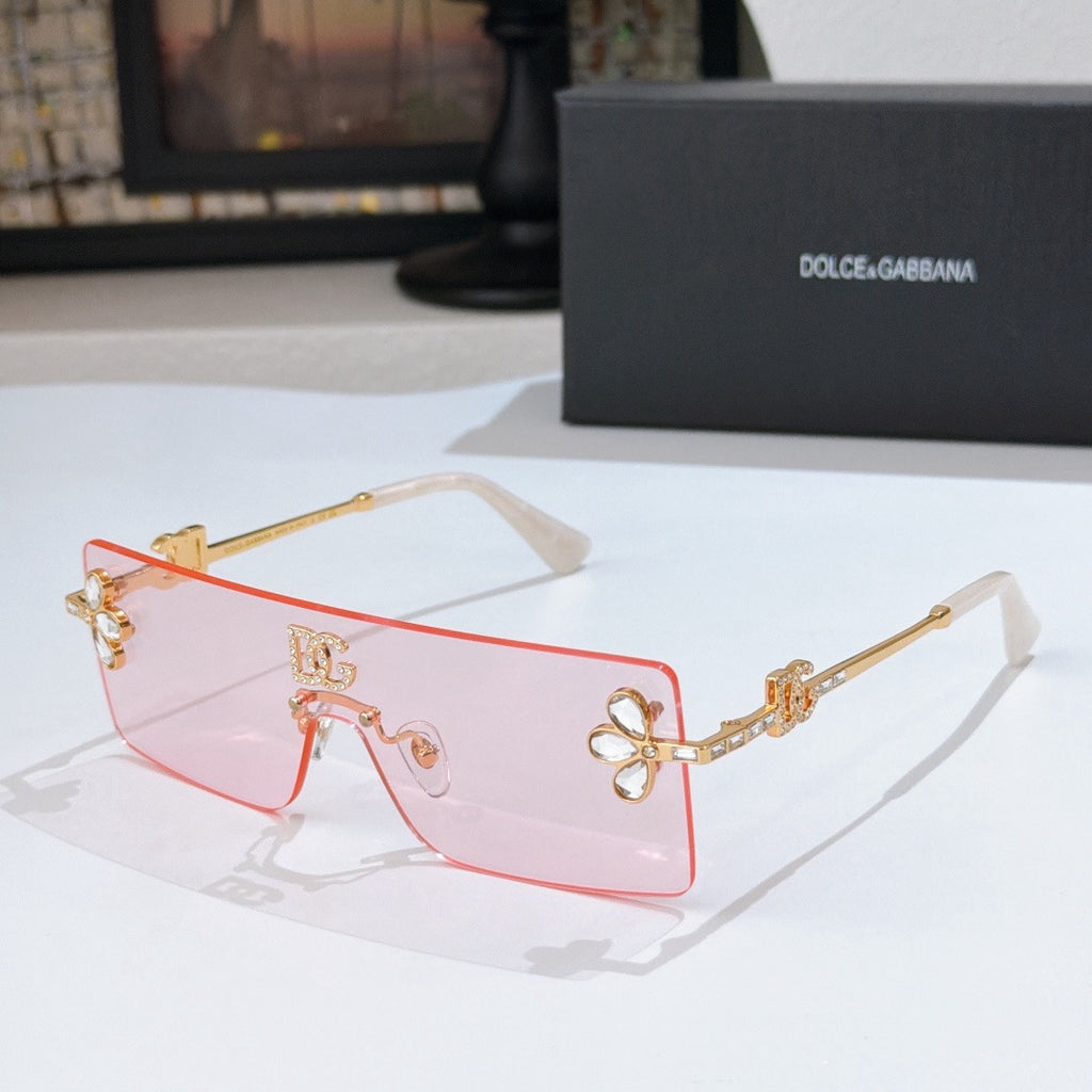 Dolce & Gabbana DG Sunglasses – Oversized Square Frame with Crystal DG Logo | Gold & Black