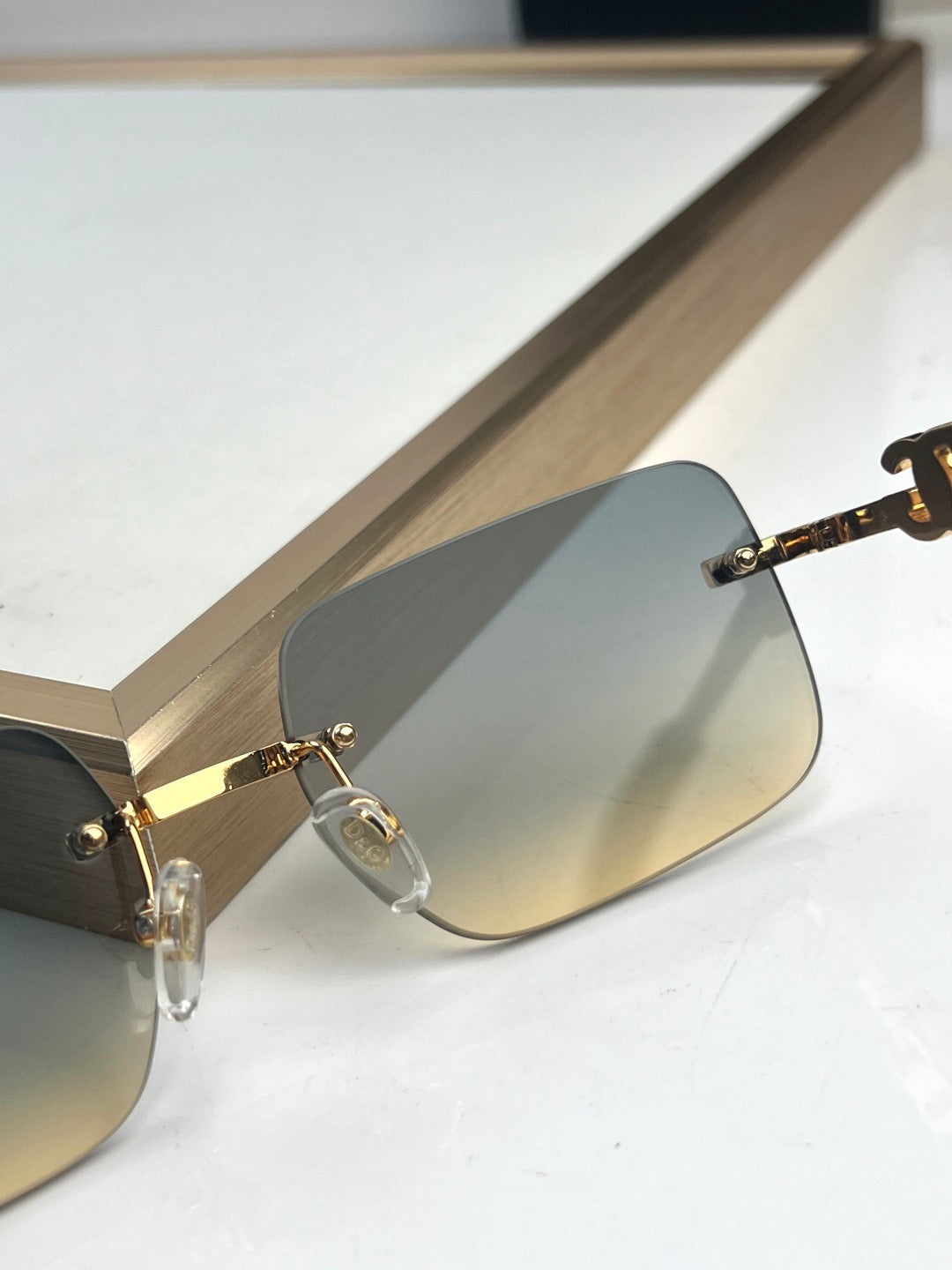 Dolce & Gabbana DG Sunglasses – Oversized Square Frame with Crystal DG Logo | Gold & Black
