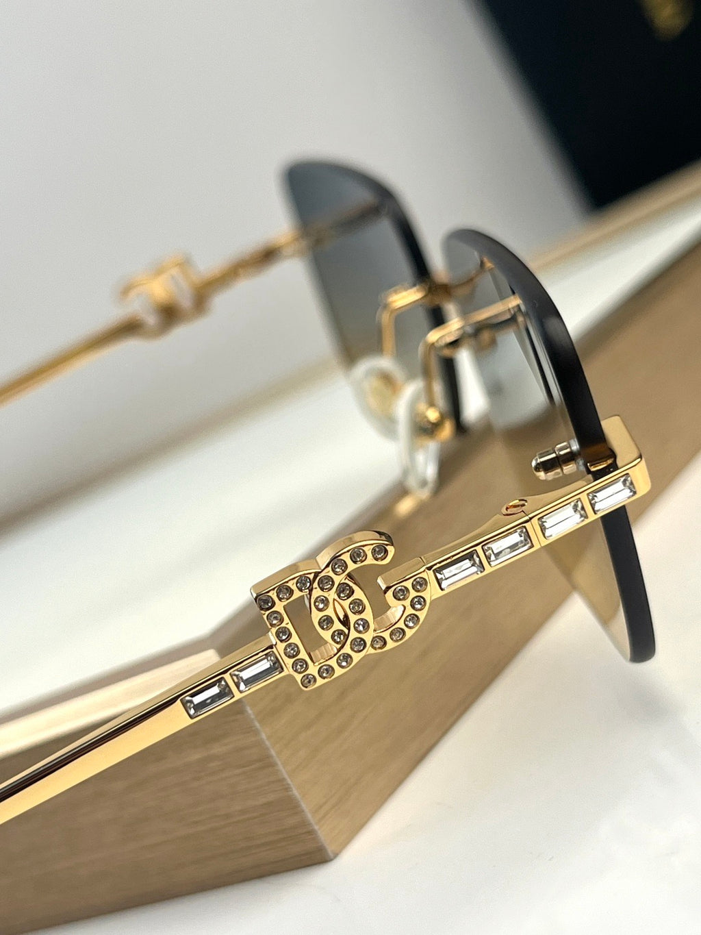 Dolce & Gabbana DG Sunglasses – Oversized Square Frame with Crystal DG Logo | Gold & Black