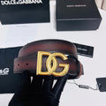 Dolce & Gabbana DG Logo Leather Belt – Gold / Silver / Black Buckle