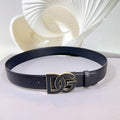 Dolce & Gabbana DG Logo Leather Belt – Gold / Silver / Black Buckle