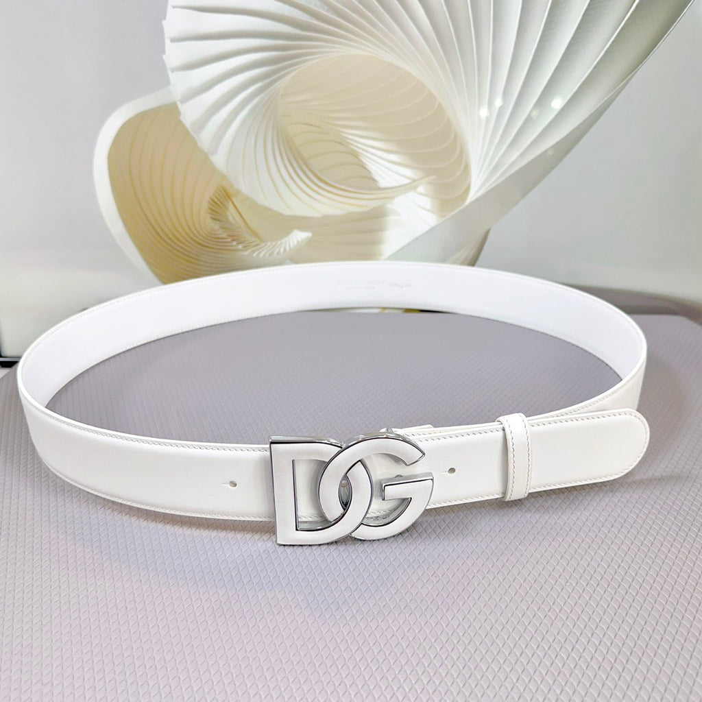 Dolce & Gabbana DG Logo Leather Belt – Gold / Silver / Black Buckle