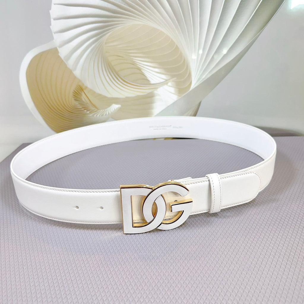 Dolce & Gabbana DG Logo Leather Belt – Gold / Silver / Black Buckle