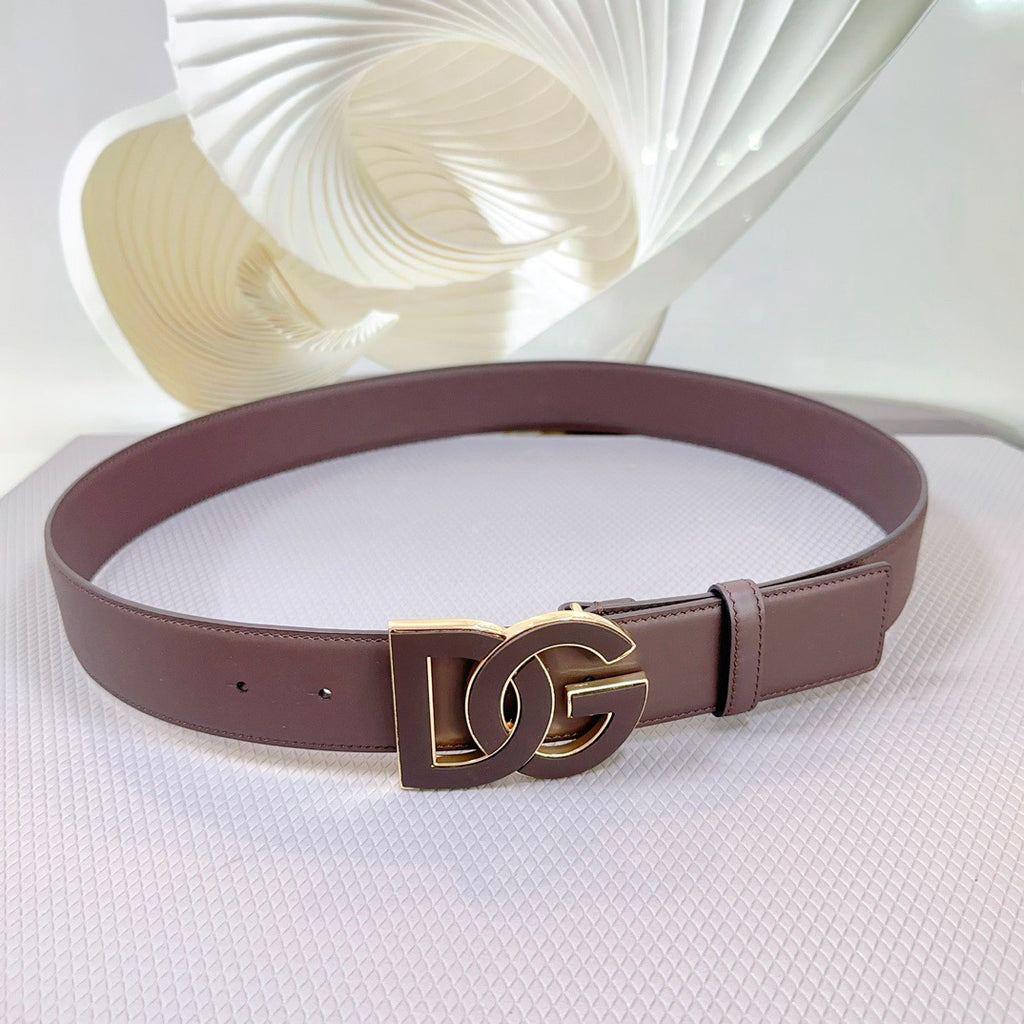 Dolce & Gabbana DG Logo Leather Belt – Gold / Silver / Black Buckle
