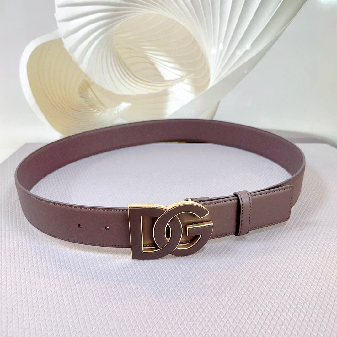 Dolce & Gabbana DG Logo Leather Belt – Gold / Silver / Black Buckle