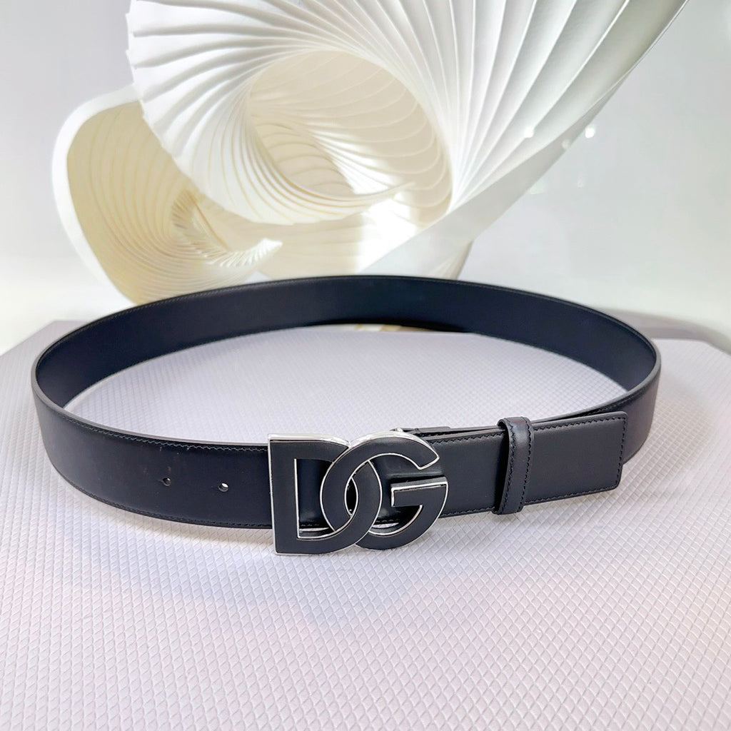 Dolce & Gabbana DG Logo Leather Belt – Gold / Silver / Black Buckle