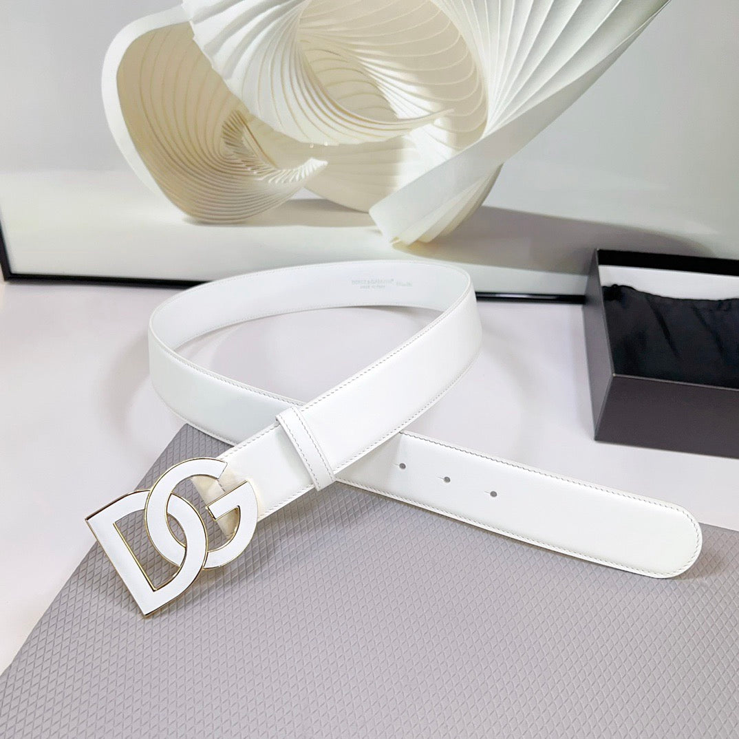 Dolce & Gabbana DG Logo Leather Belt – Gold / Silver / Black Buckle