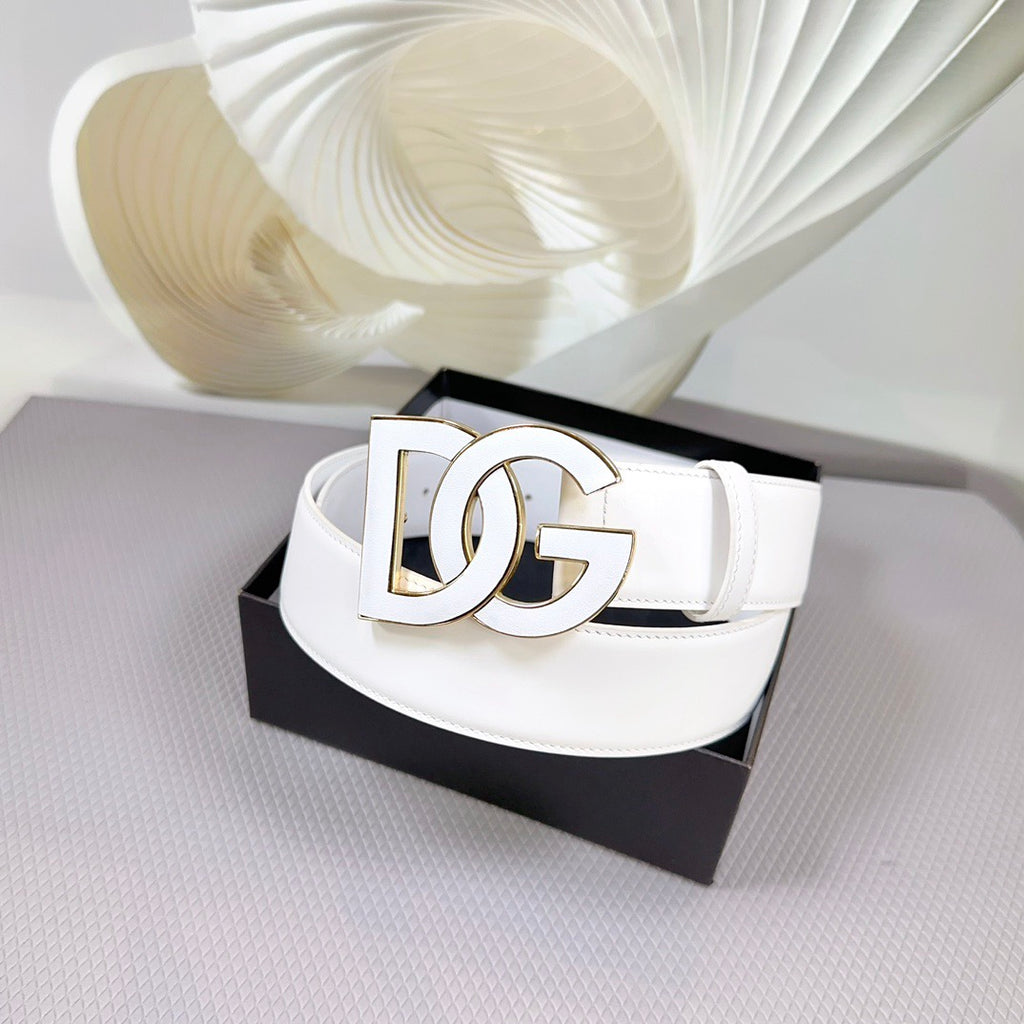 Dolce & Gabbana DG Logo Leather Belt – Gold / Silver / Black Buckle