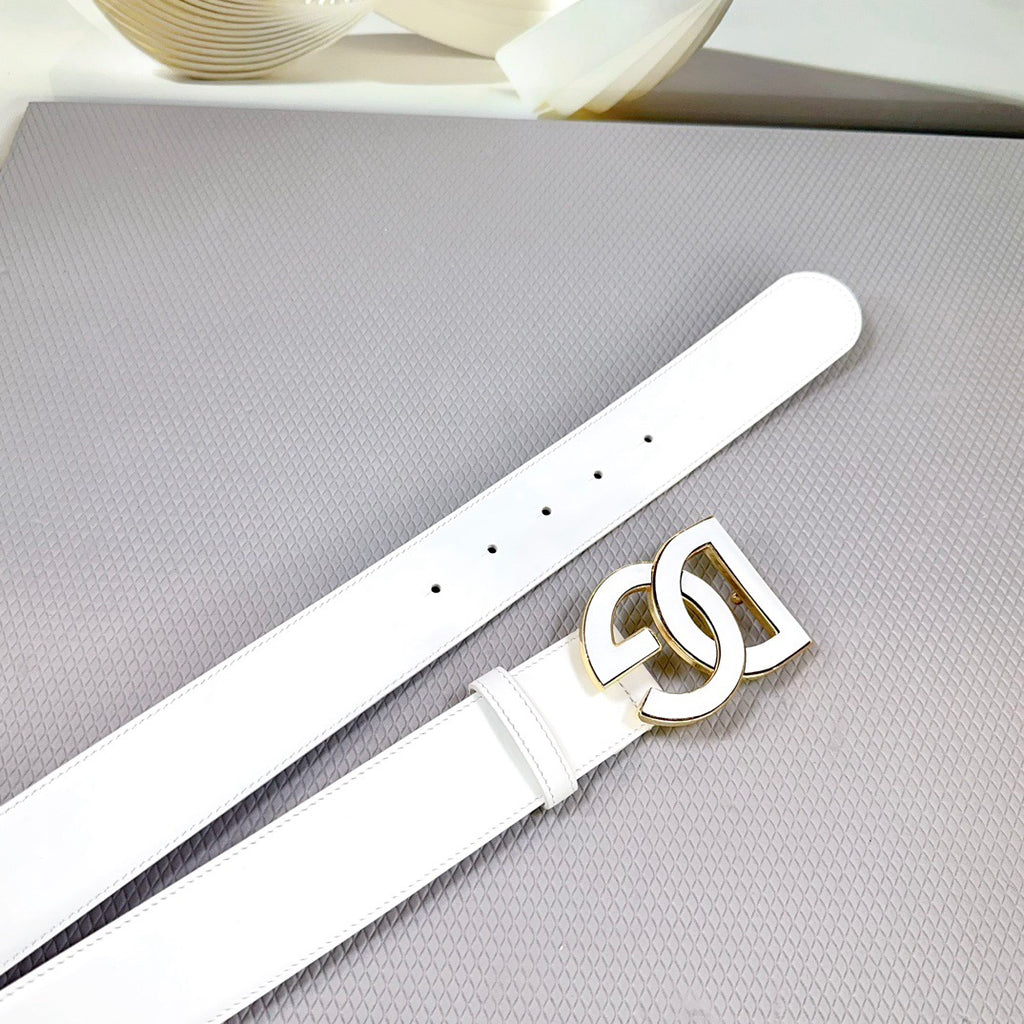 Dolce & Gabbana DG Logo Leather Belt – Gold / Silver / Black Buckle