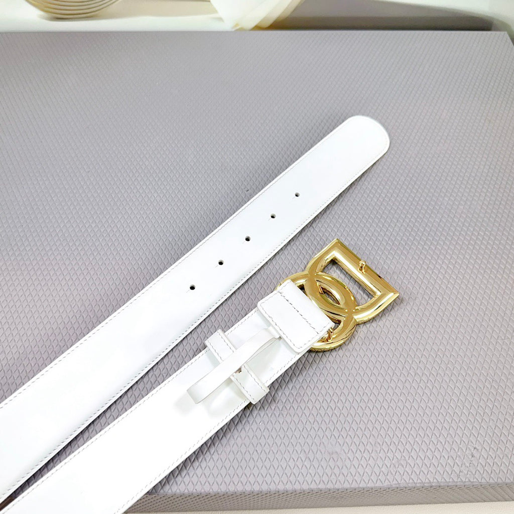 Dolce & Gabbana DG Logo Leather Belt – Gold / Silver / Black Buckle