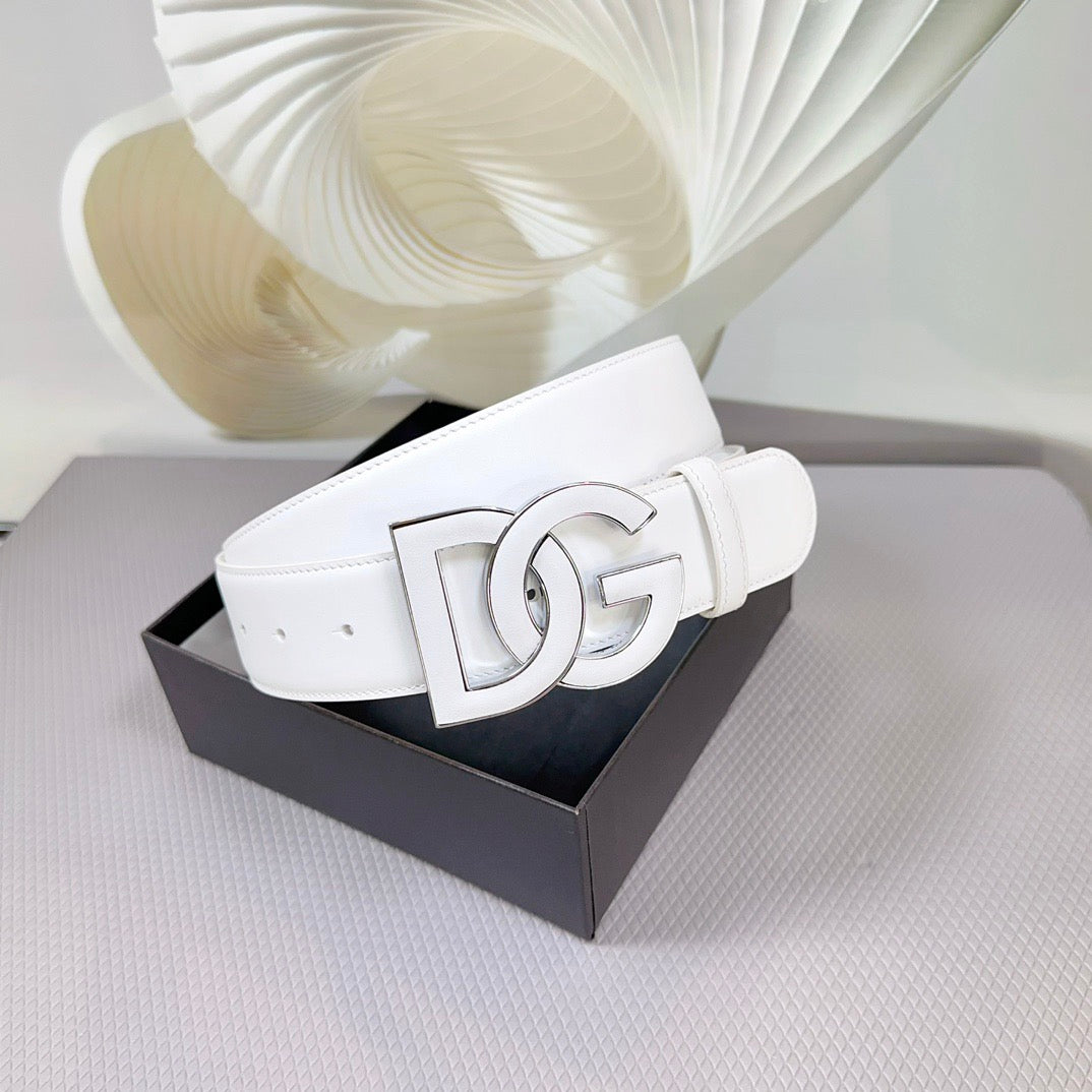 Dolce & Gabbana DG Logo Leather Belt – Gold / Silver / Black Buckle