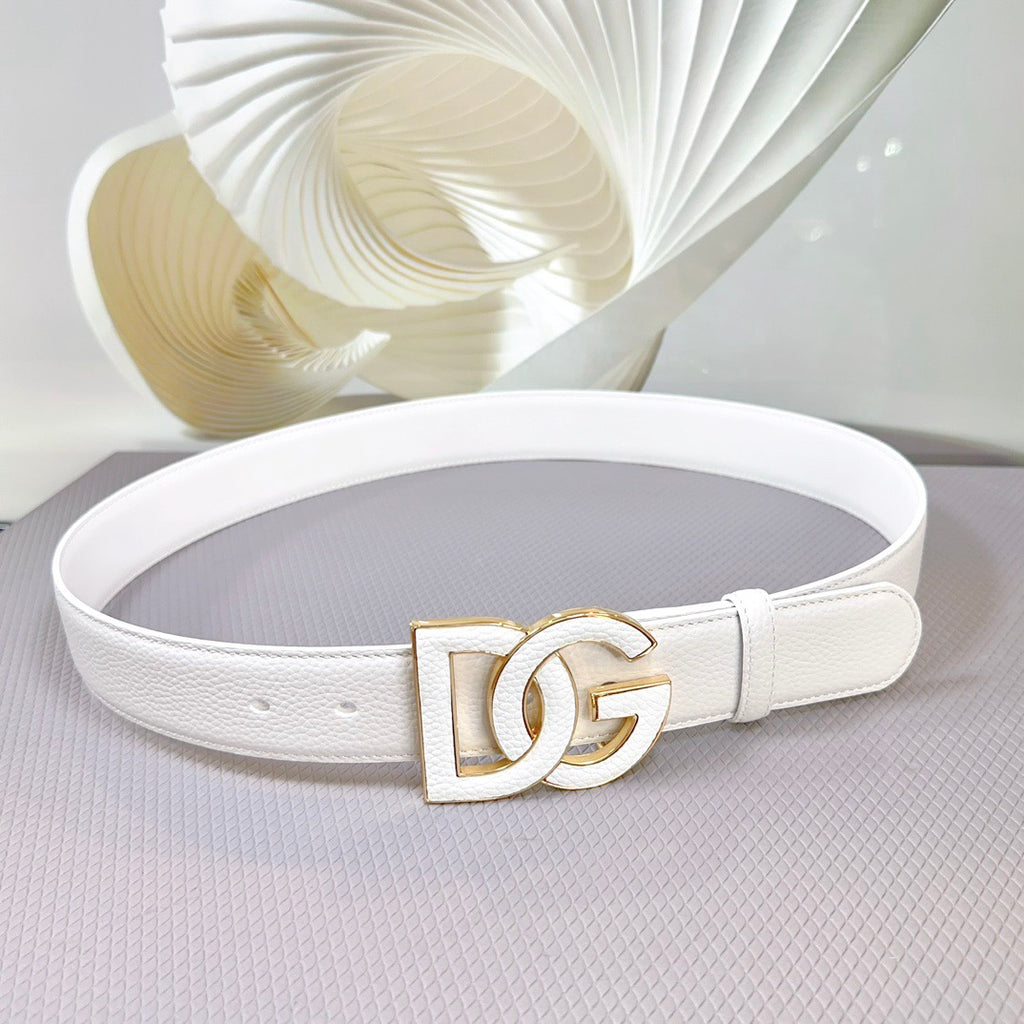 Dolce & Gabbana DG Logo Leather Belt – Gold / Silver / Black Buckle