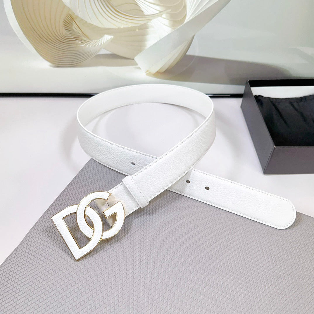 Dolce & Gabbana DG Logo Leather Belt – Gold / Silver / Black Buckle