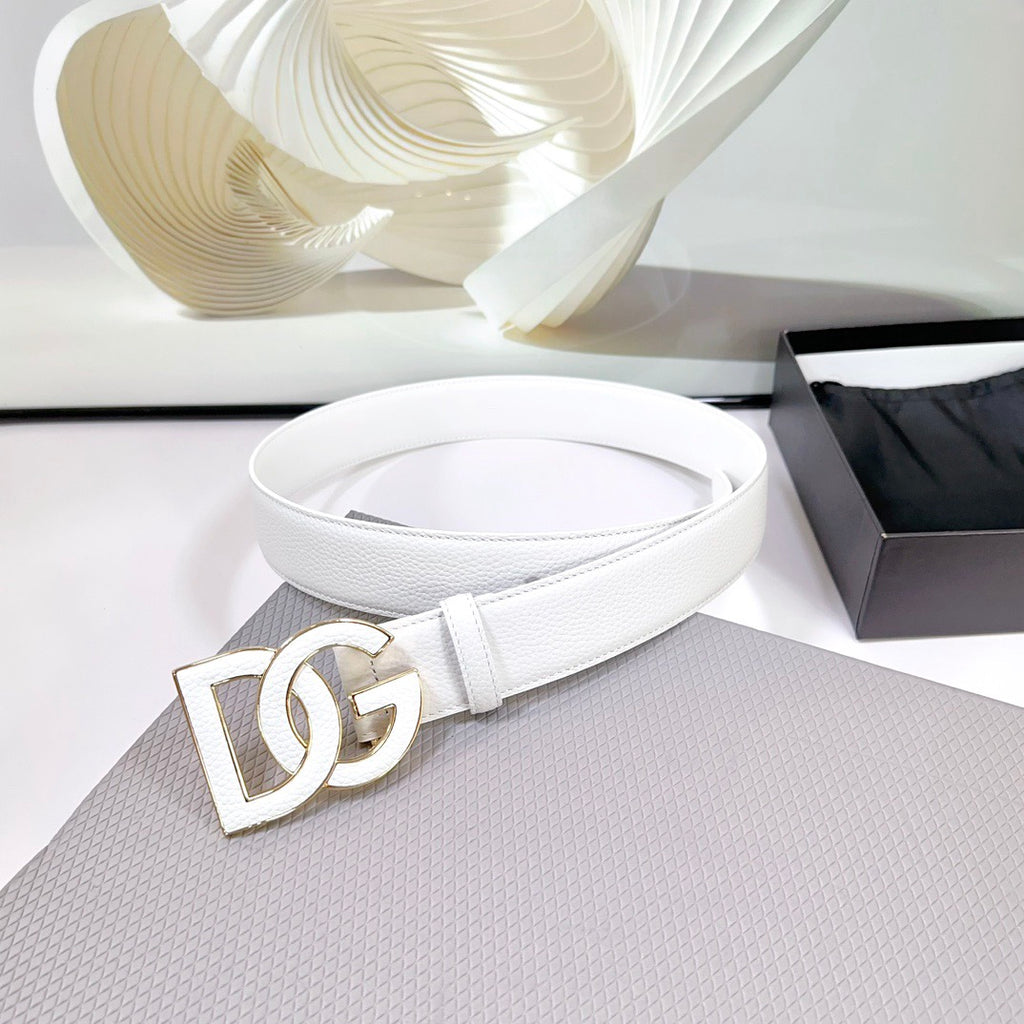Dolce & Gabbana DG Logo Leather Belt – Gold / Silver / Black Buckle