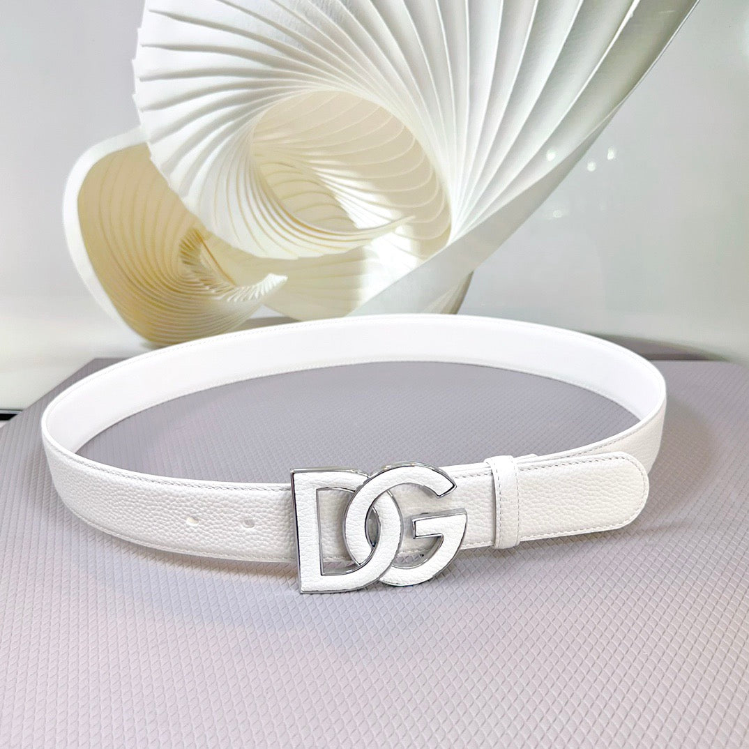 Dolce & Gabbana DG Logo Leather Belt – Gold / Silver / Black Buckle