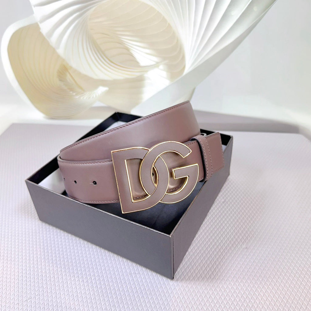 Dolce & Gabbana DG Logo Leather Belt – Gold / Silver / Black Buckle