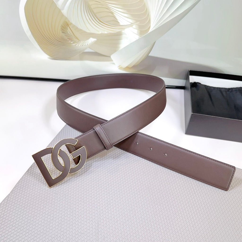 Dolce & Gabbana DG Logo Leather Belt – Gold / Silver / Black Buckle