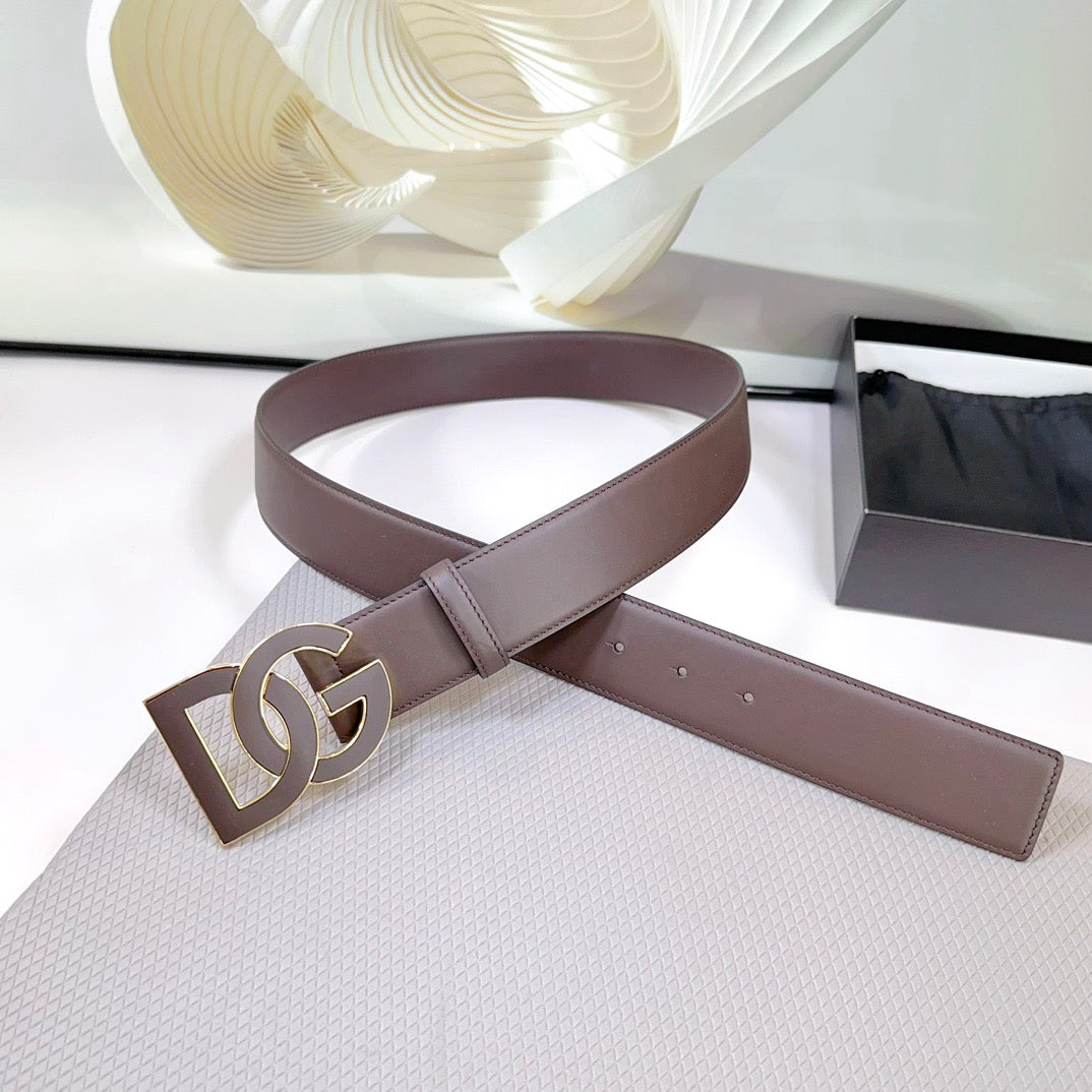 Dolce & Gabbana DG Logo Leather Belt – Gold / Silver / Black Buckle