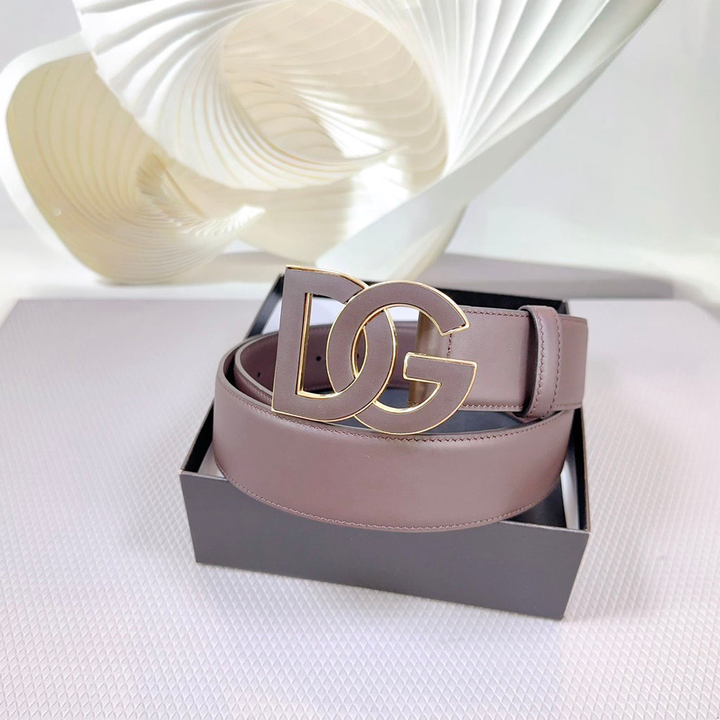 Dolce & Gabbana DG Logo Leather Belt – Gold / Silver / Black Buckle