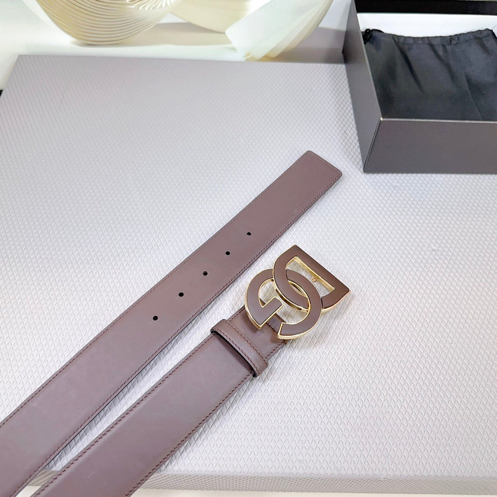 Dolce & Gabbana DG Logo Leather Belt – Gold / Silver / Black Buckle