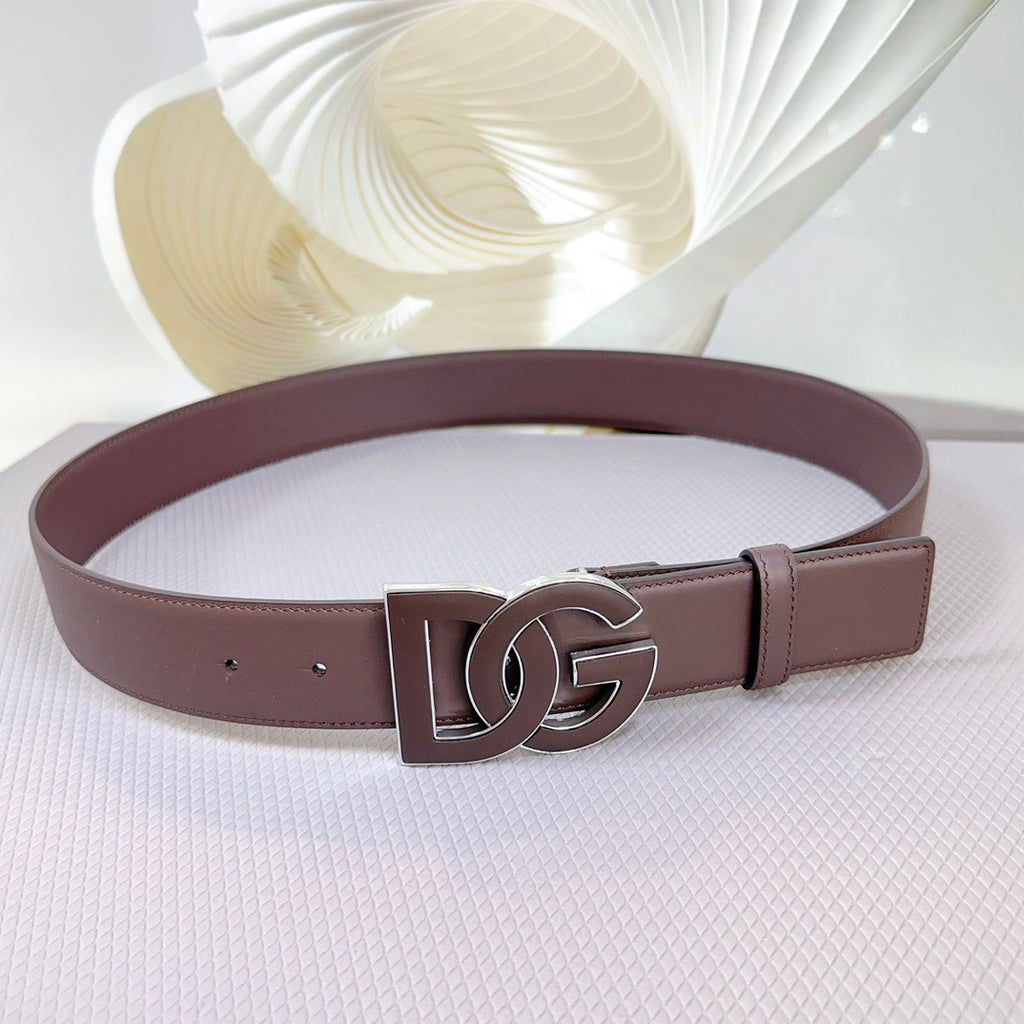 Dolce & Gabbana DG Logo Leather Belt – Gold / Silver / Black Buckle