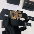 Dolce & Gabbana DG Logo Leather Belt – Gold / Silver / Black Buckle