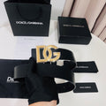 Dolce & Gabbana DG Logo Leather Belt – Gold / Silver / Black Buckle